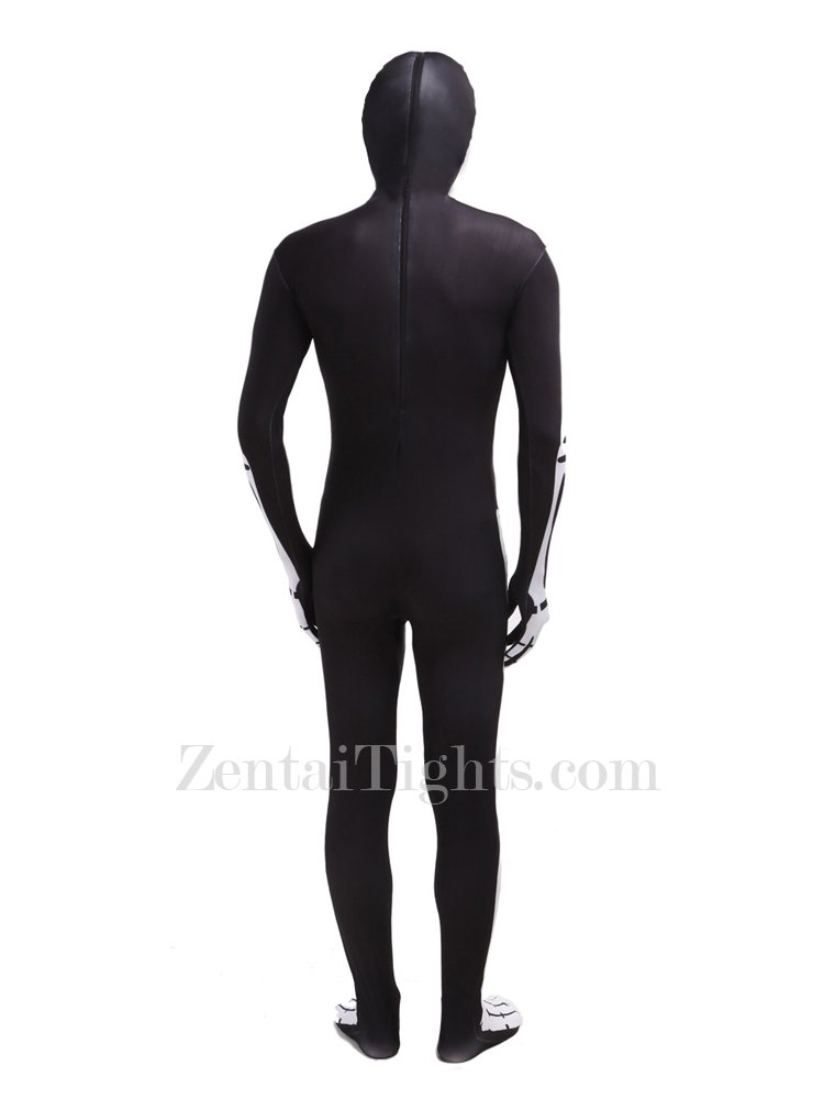 Black and White Skull Full Body Halloween Spandex Holiday Unisex Cosplay Zentai Suit