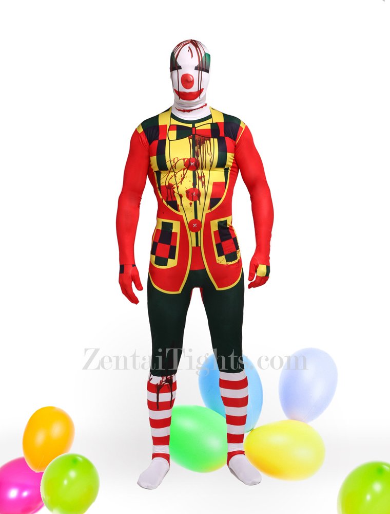 Colorful Clown Full Body Halloween Spandex Holiday Unisex Cosplay Zentai Suit