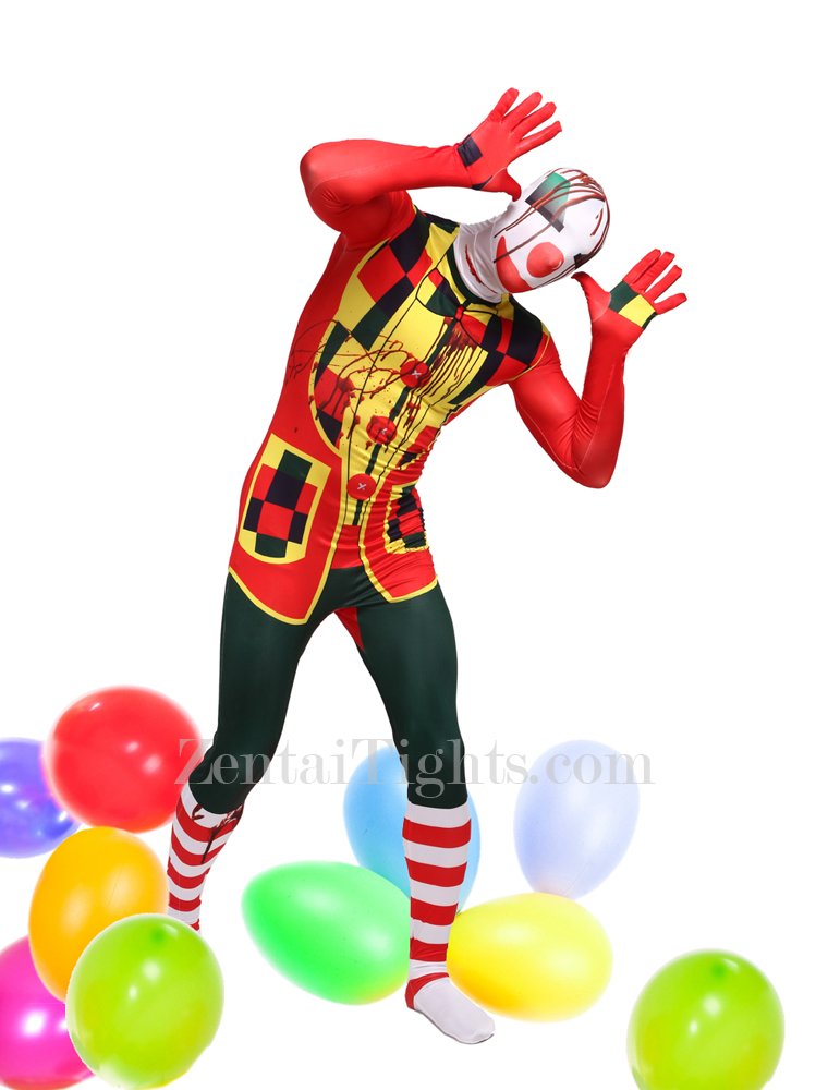 Colorful Clown Full Body Halloween Spandex Holiday Unisex Cosplay Zentai Suit