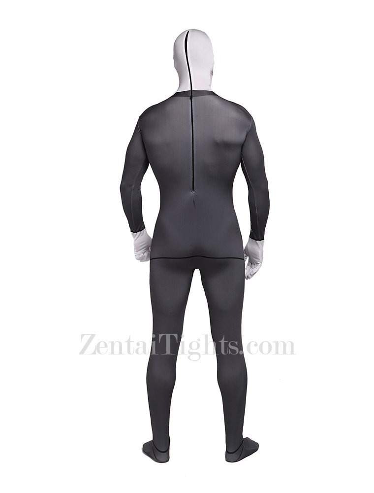 Gray Suit Skeleton Skull Halloween Lycra Full Body Zentai Tights Suit