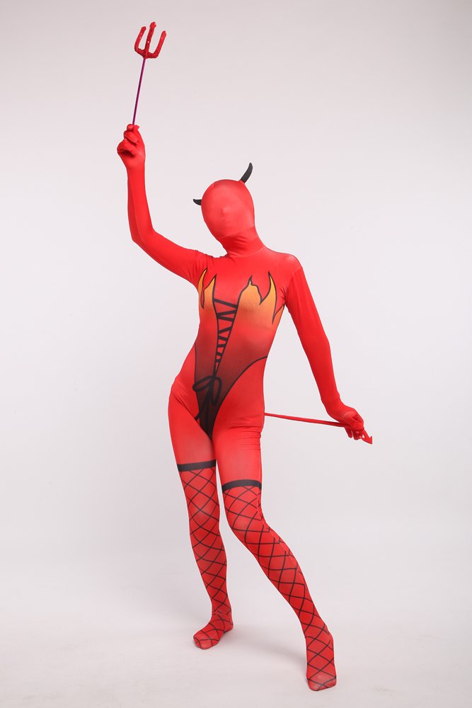 Halloween Red Elf Full Body Spandex Holiday Unisex Cosplay Zentai Suit