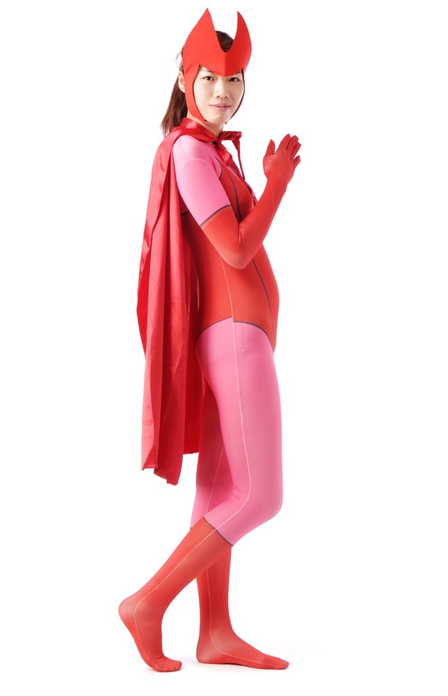 Red Halloween Super Hero Women Full Body Spandex Holiday Unisex Cosplay Zentai Suit